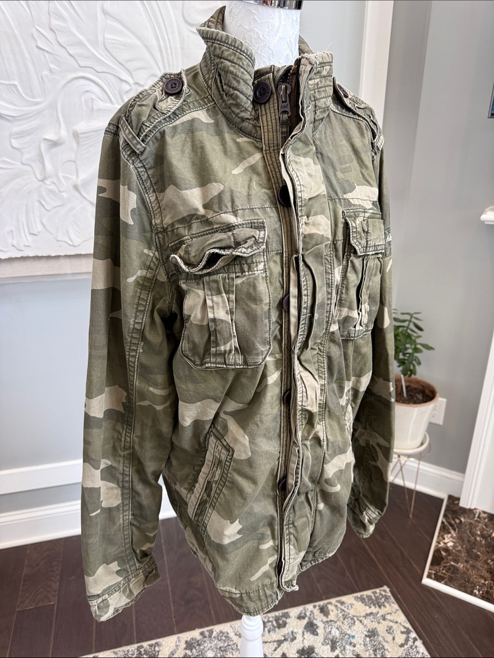 Vintage 2000’sAbercrombie & Fitch Camo Military Field Jacket Men's XL Distressed - Picture 5 of 14
